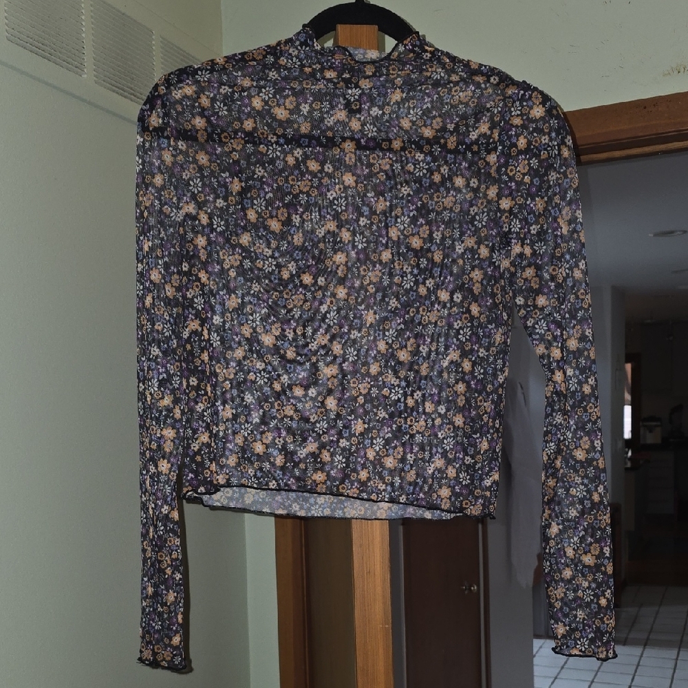 Floral Long Sleeve Sheer Top